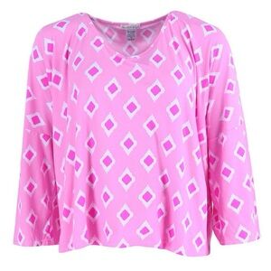 Breakfast in bed Pink Geometric Flowing Pajama Top Diamond Pattern size M
